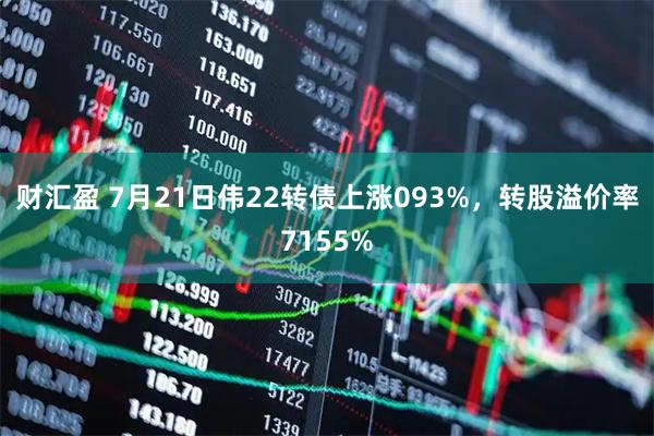 财汇盈 7月21日伟22转债上涨093%，转股溢价率7155%